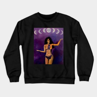 Woman, moon phase purple galaxy Crewneck Sweatshirt